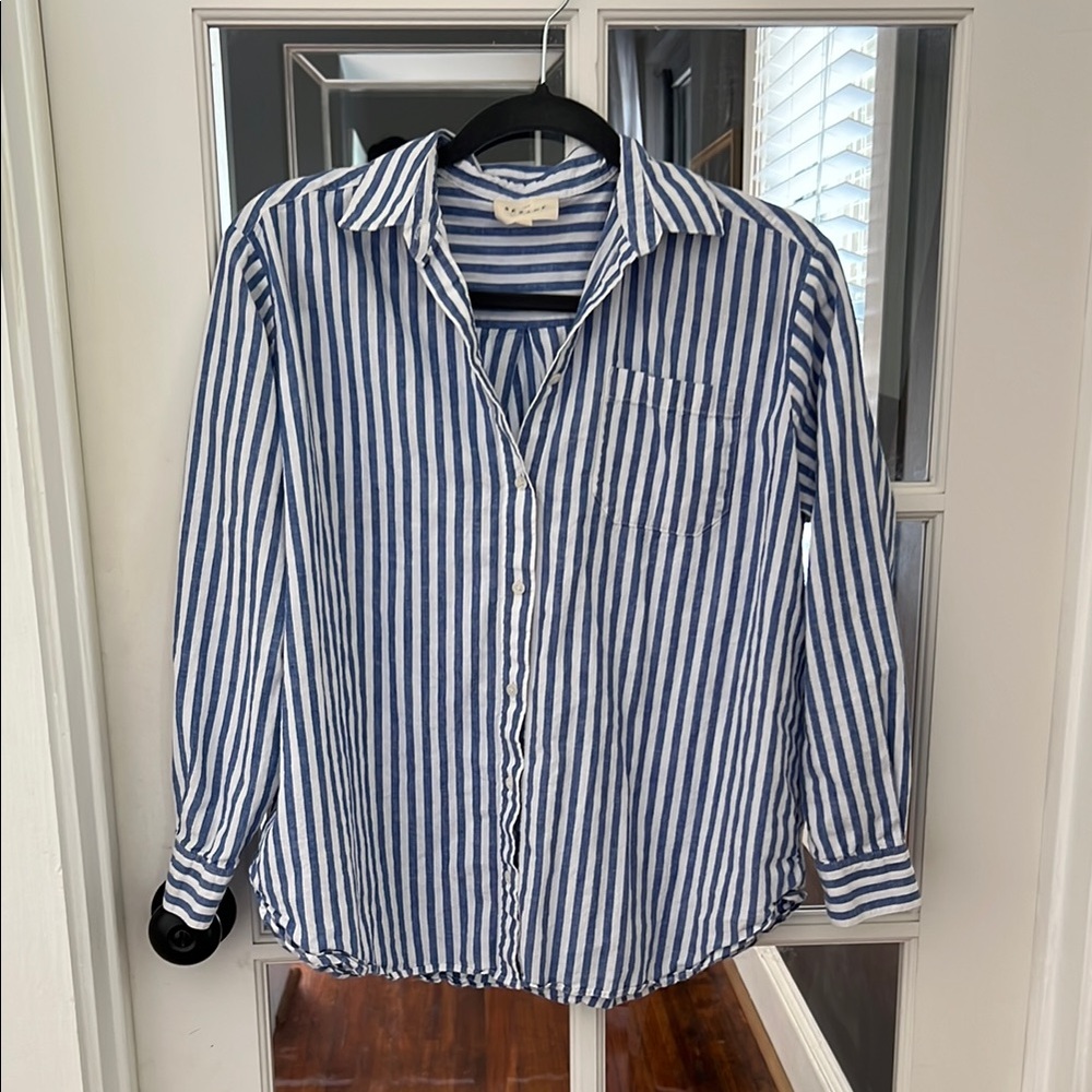 Sezane Blue and White Striped Max Shirt